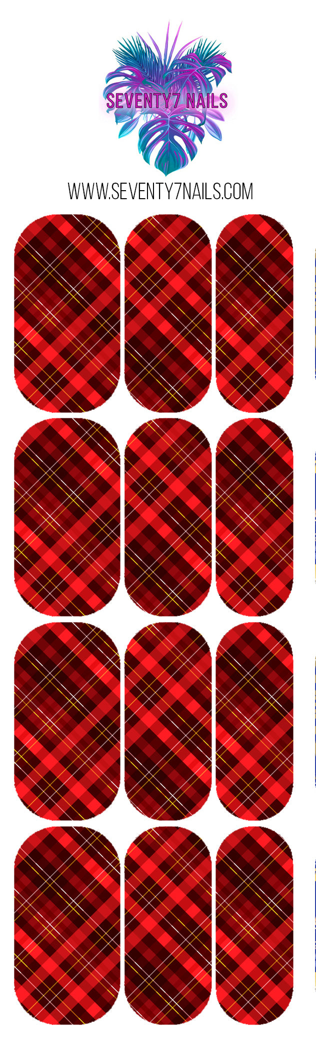 Waterslide Nail Decals - Red Plaid