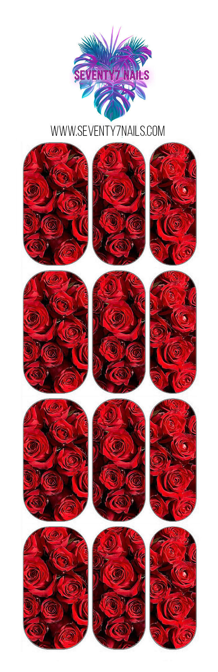 Waterslide Nail Decals - Red Roses