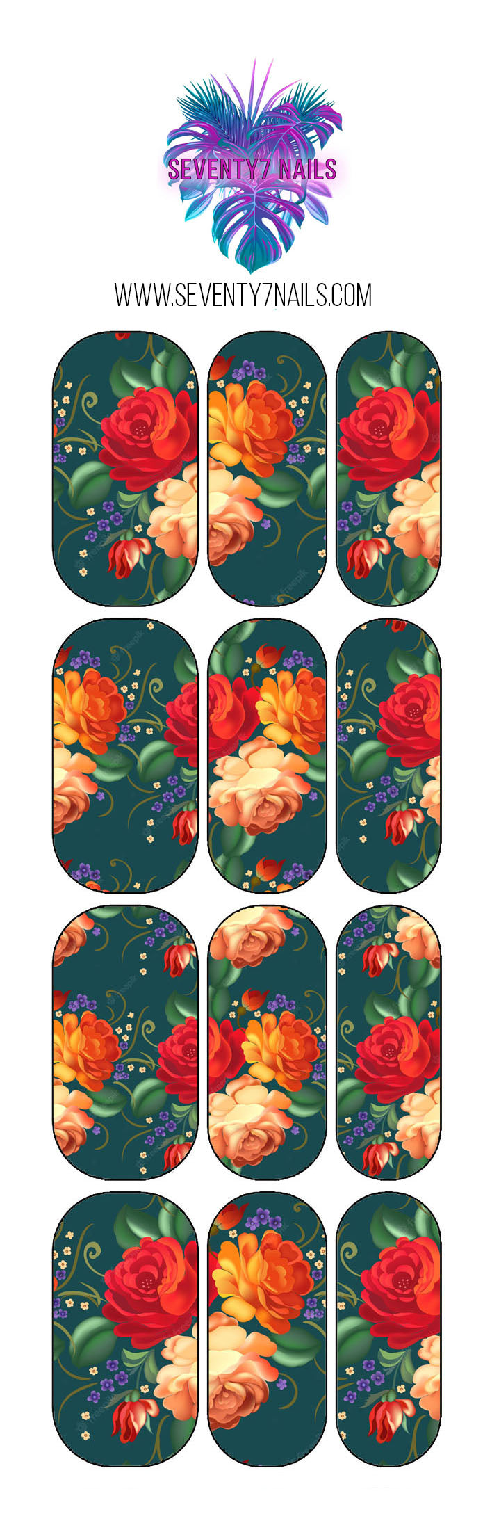 Waterslide Nail Decals - Russian Floral