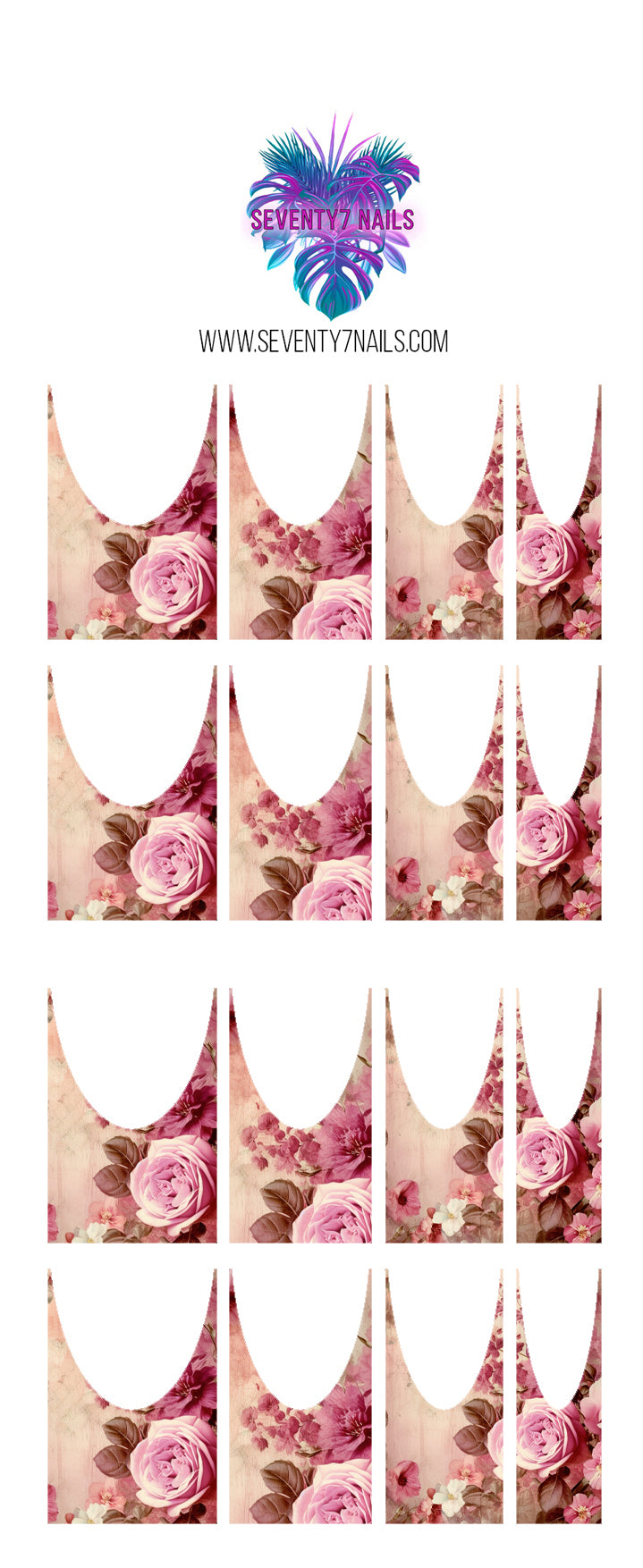 Waterslide Nail Decals - French Cut - Shades Of Pink