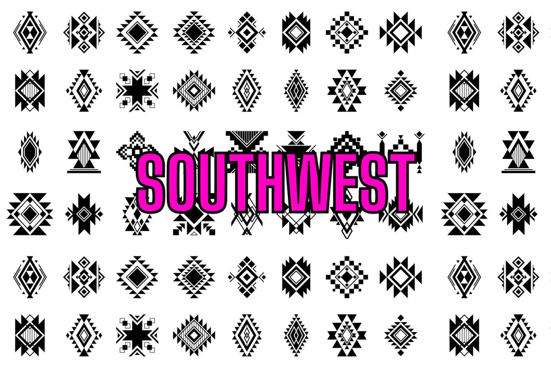 Nail Art Outline Decals - SOUTHWEST (BLACK OVERLAY)