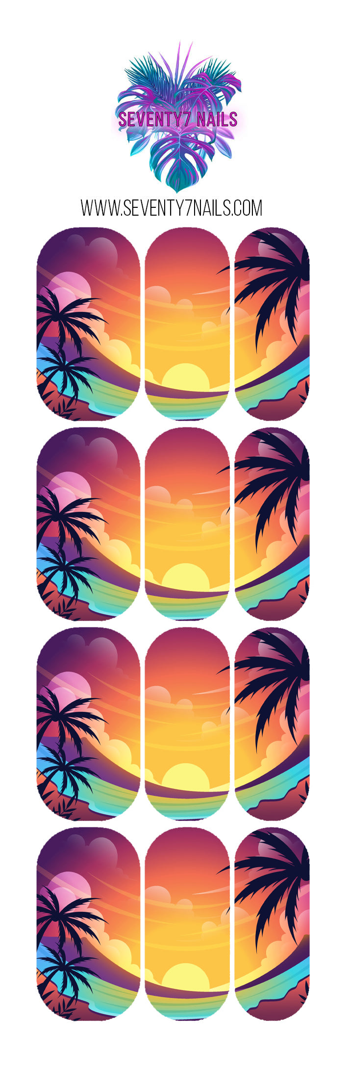 Waterslide Nail Decals - Tropical Sunset