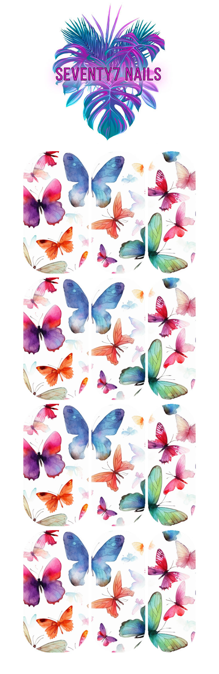 Waterslide Nail Decals - Watercolor Butterflies