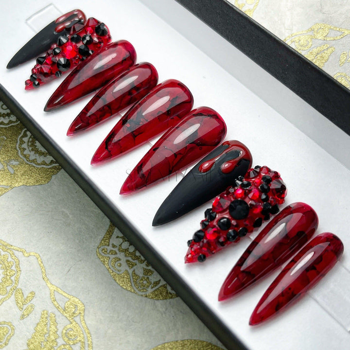 Custom Luxury Press On Nails - Black Widow